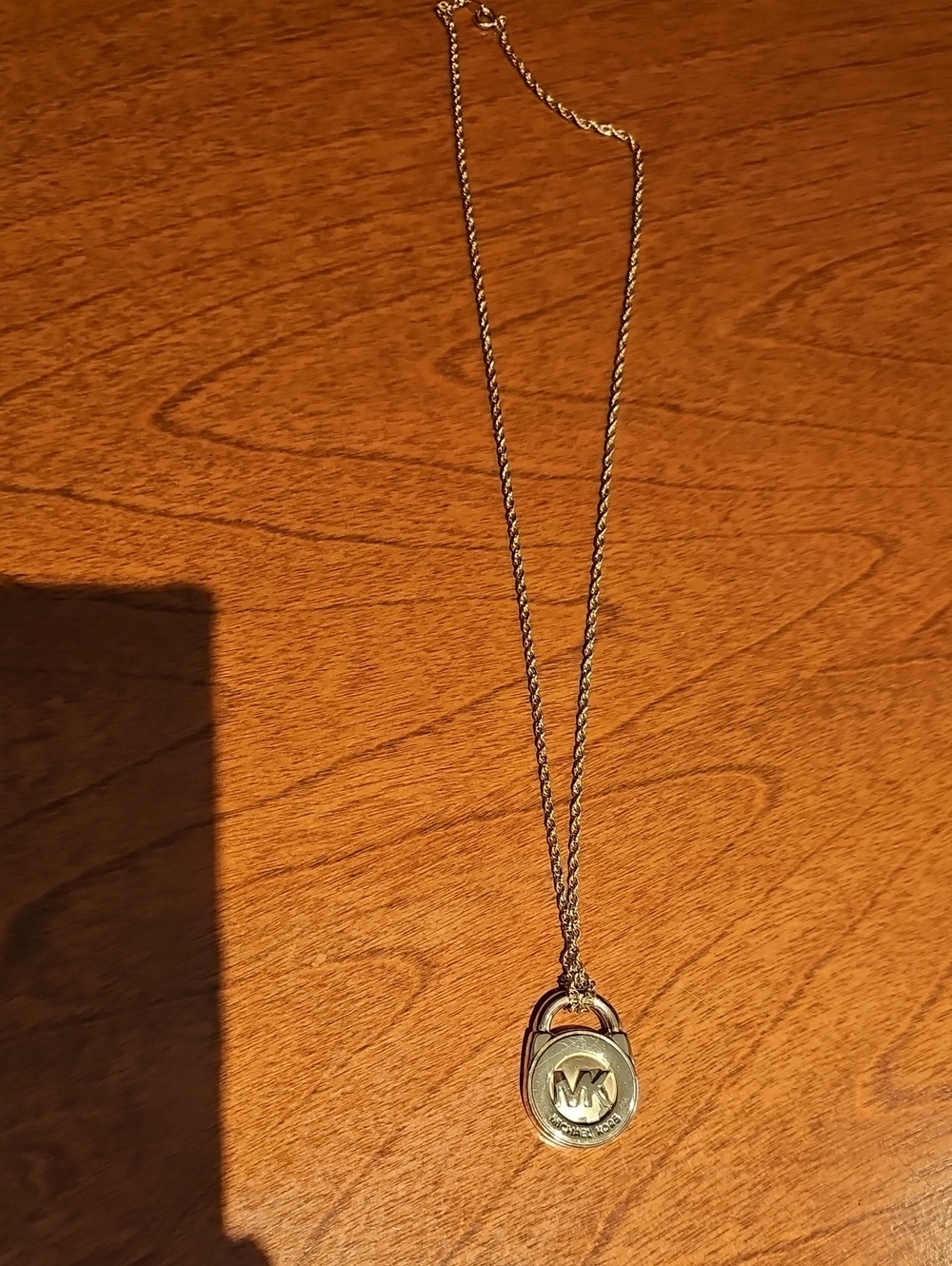 Michael Kors Gold and Silver Logo Padlock Pendant Necklace
